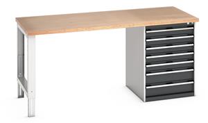 Bott Cubio Pedestal Bench with MPX Top & 7 Drawers - 2000mm Wide  x 900mm Deep x 940mm High. Workbench consists of the following components for easy self assembly:... 940mm Standing Bench for Workshops Industrial Engineers